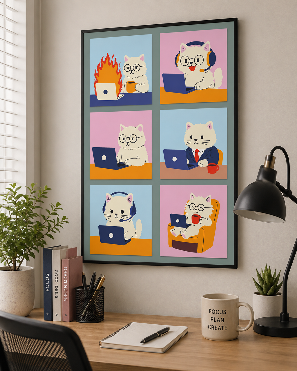 Work From Home Kitty Poster - 18" x 24"