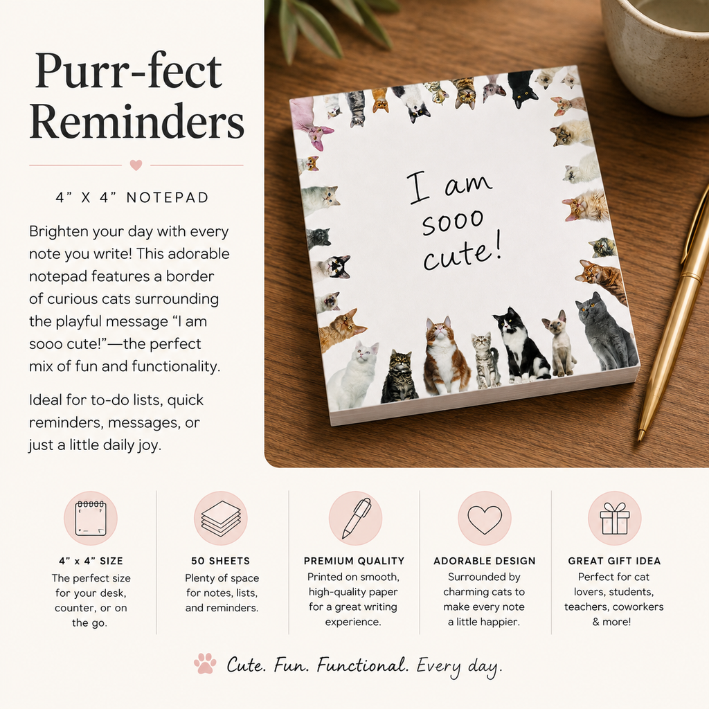 4 x 4 All Kitties Note Pad    Set of 4