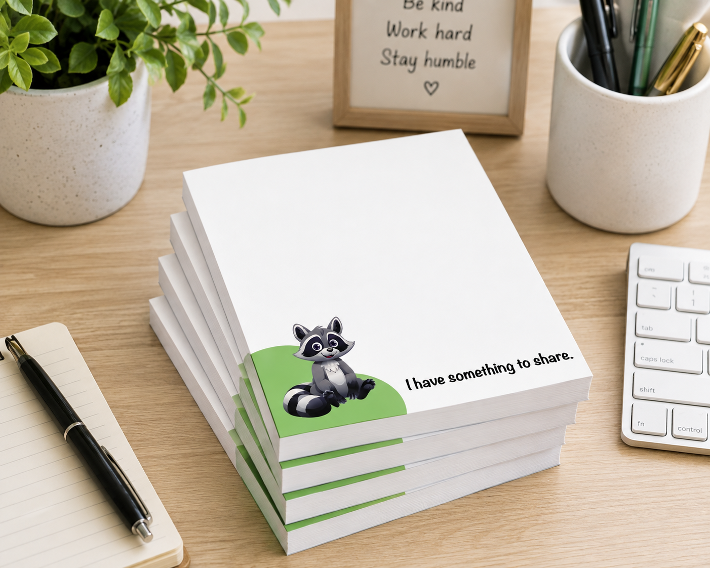 Raccoon Notepad - I have Something to Share - Set of 4